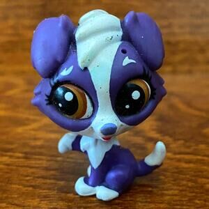 HASBRO Littlest Pet Shop Purple White Border Collie Dog Figure 2012 LPS